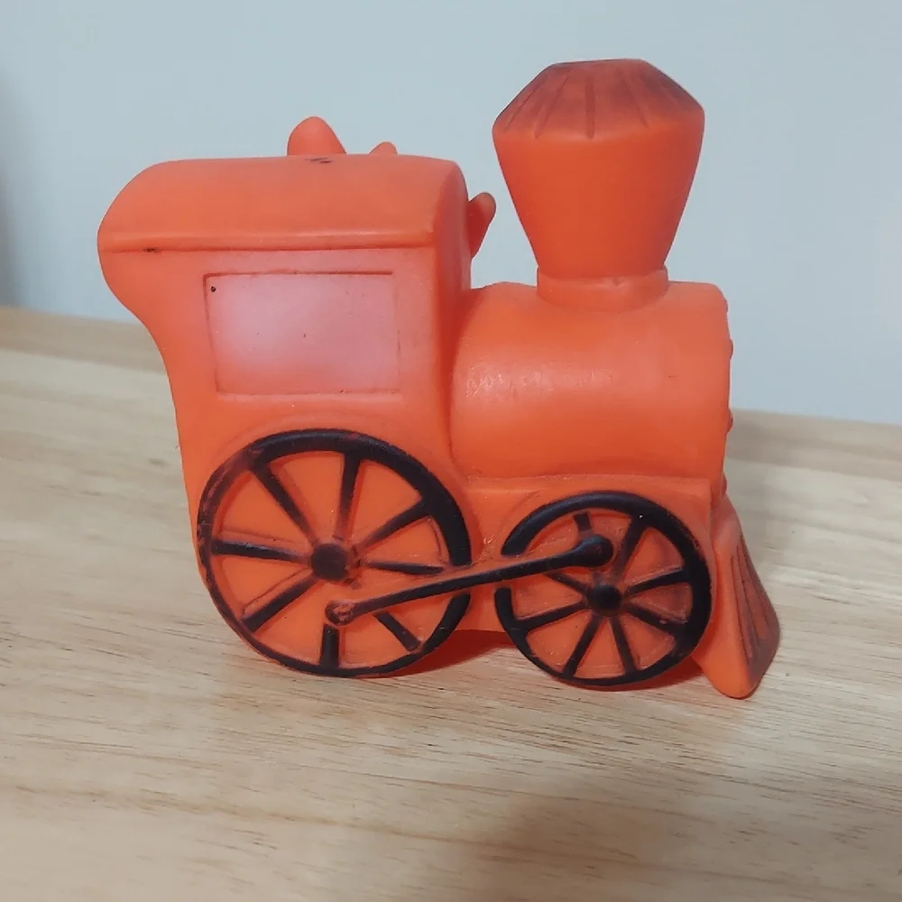 Vintage 1970s Danara Disney Mickey's Loco Orange Train Squeaky Toy – Rare